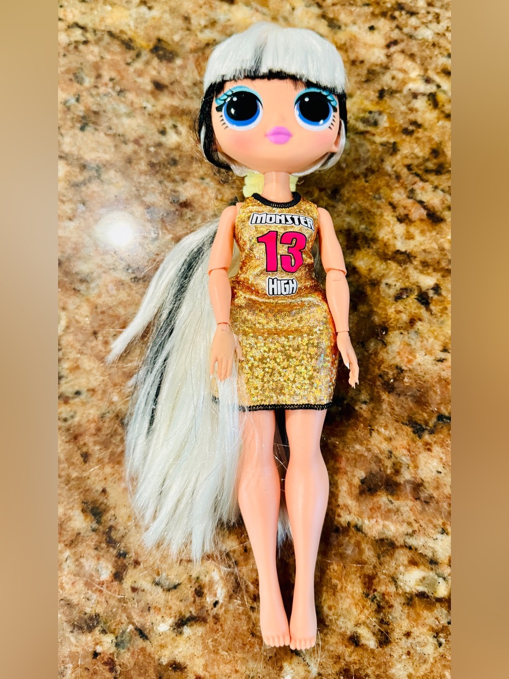 Monster high Gold Sequin Dress with Pink '13' Graphic